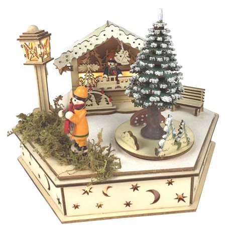 houten muzikaal speeldoosje kerstmarkt