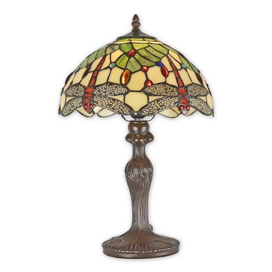 kleine tiffanylamp, 36cm hoog, voorstelling van druiven en bloemen