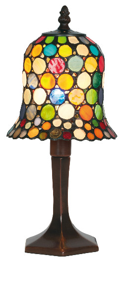 veelkleurige tiffany lamp met glas in lood lampekap