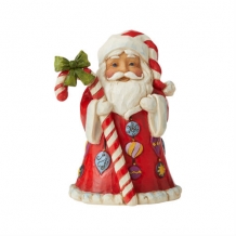 mini kerstman door Jim Shore met lange suikerstok, voorkant