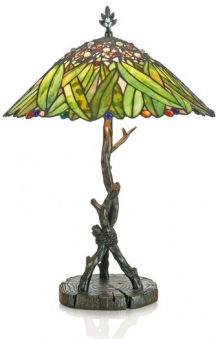 grote tiffanylamp 62cm, lampekap groen bladermotief