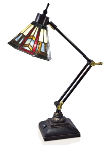verstelbare bureaulamp met veelkleurige tiffany lampekap