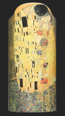 Vaas met reproduktie van \" De Kus \" door Gustave Klimt, 23cm hoog