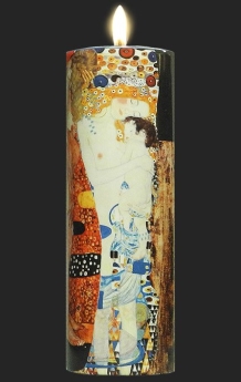 T-lichtje met reproduktie van \"De Levensfazen \" door Gustave Klimt, 14.5 cm hoog