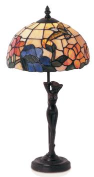 tiffanylamp 46cm hoog, voetje vrouwenfiguur