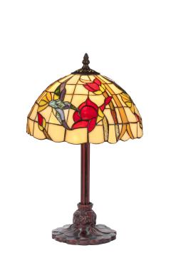 kleine tiffanylamp, 36cm hoog, voorstelling van druiven en bloemen